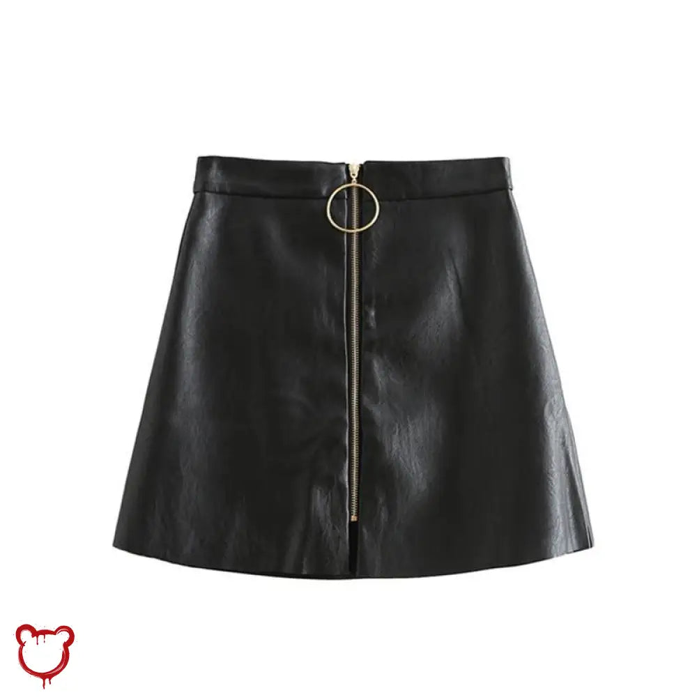 Black Mini Skirt With Pu O Ring Detail / S Clothing