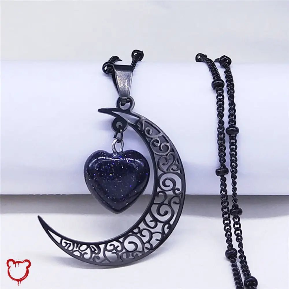 Black Moon Heart Necklace - The Cursed Closet