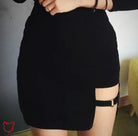 Black O-Ring Cut Skirt Black / S Clothing