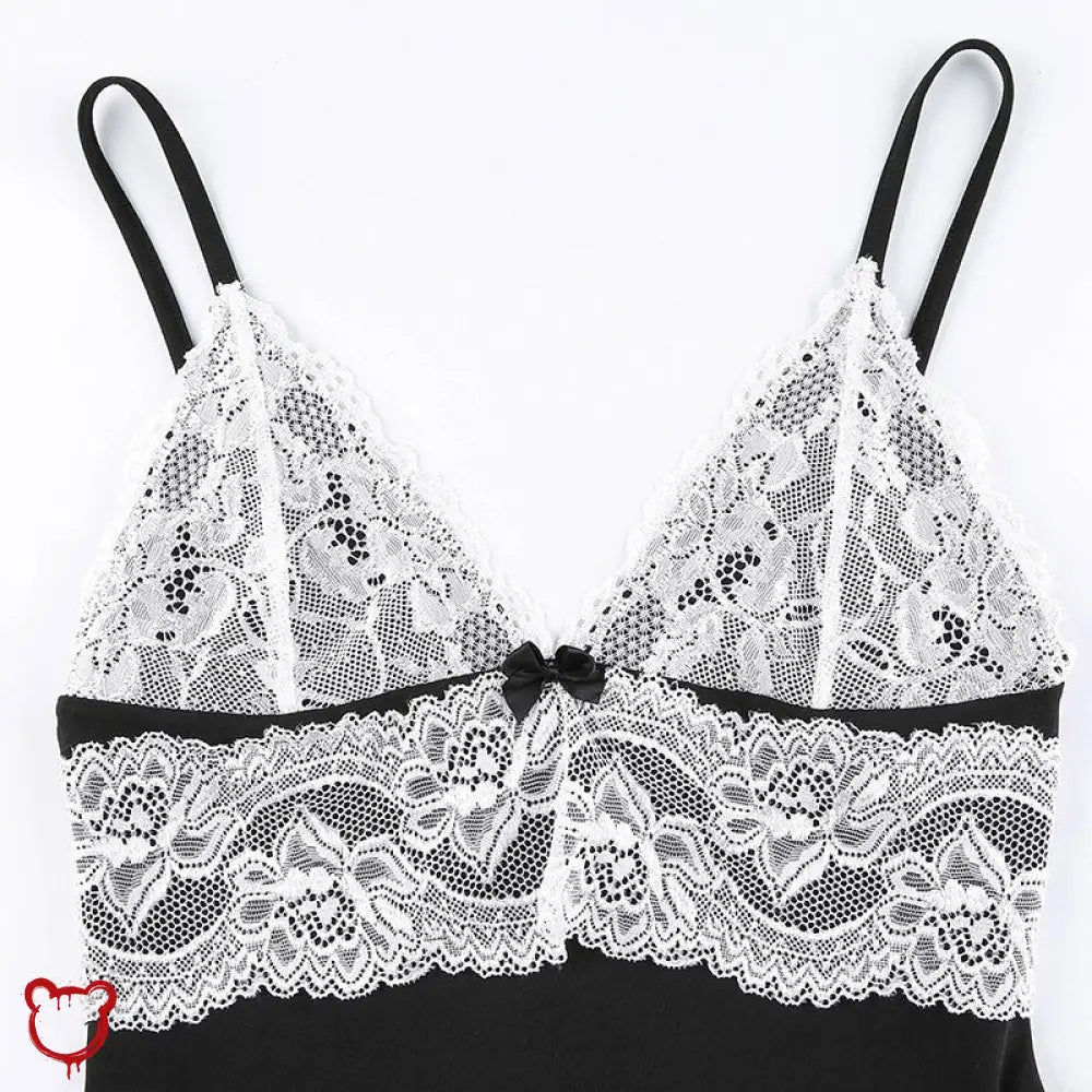 Black Patchwork Lace Dress - The Cursed Closet