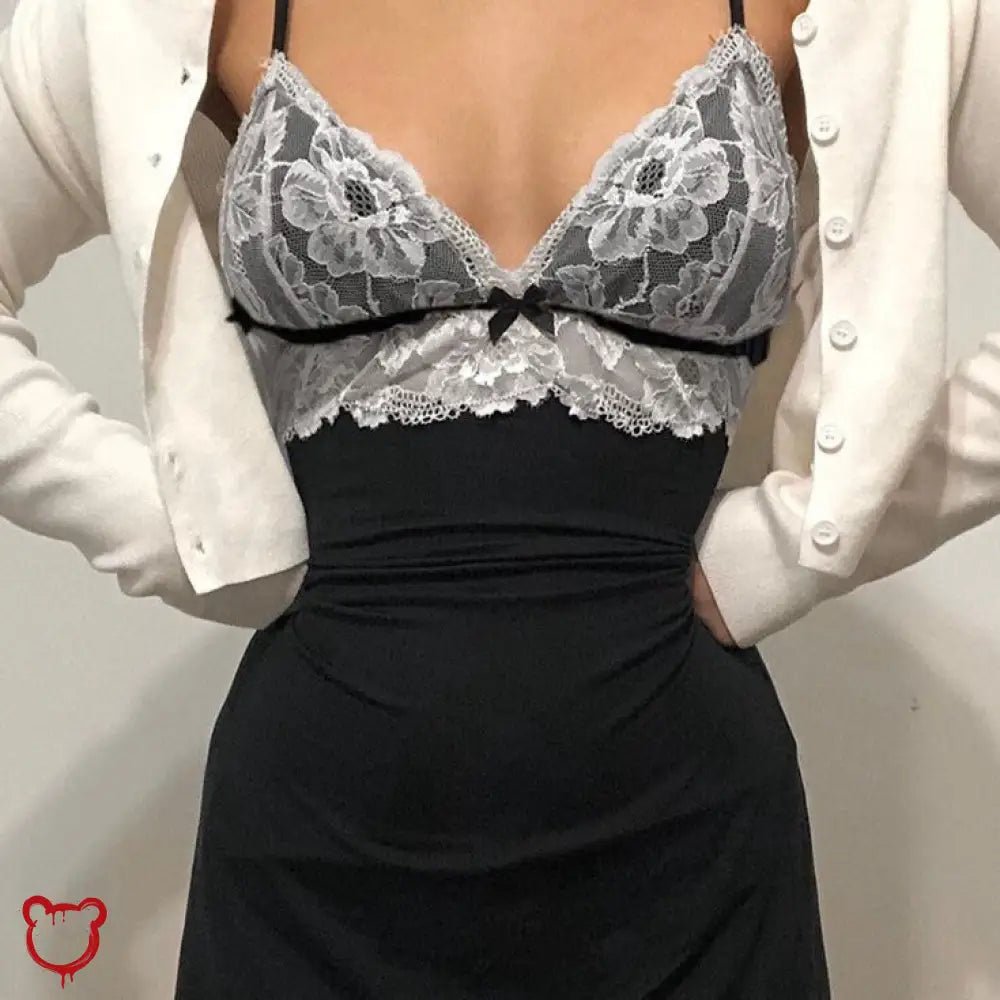 Black Patchwork Lace Dress - The Cursed Closet