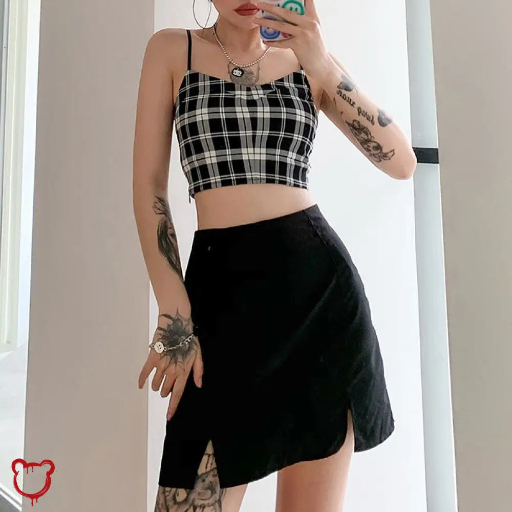 Black Plaid Set Clothing