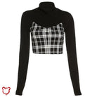 The Cursed Closet 'Leads to Nowhere' Black and plaid long sleeved top, 2 piece set at $31.99 USD