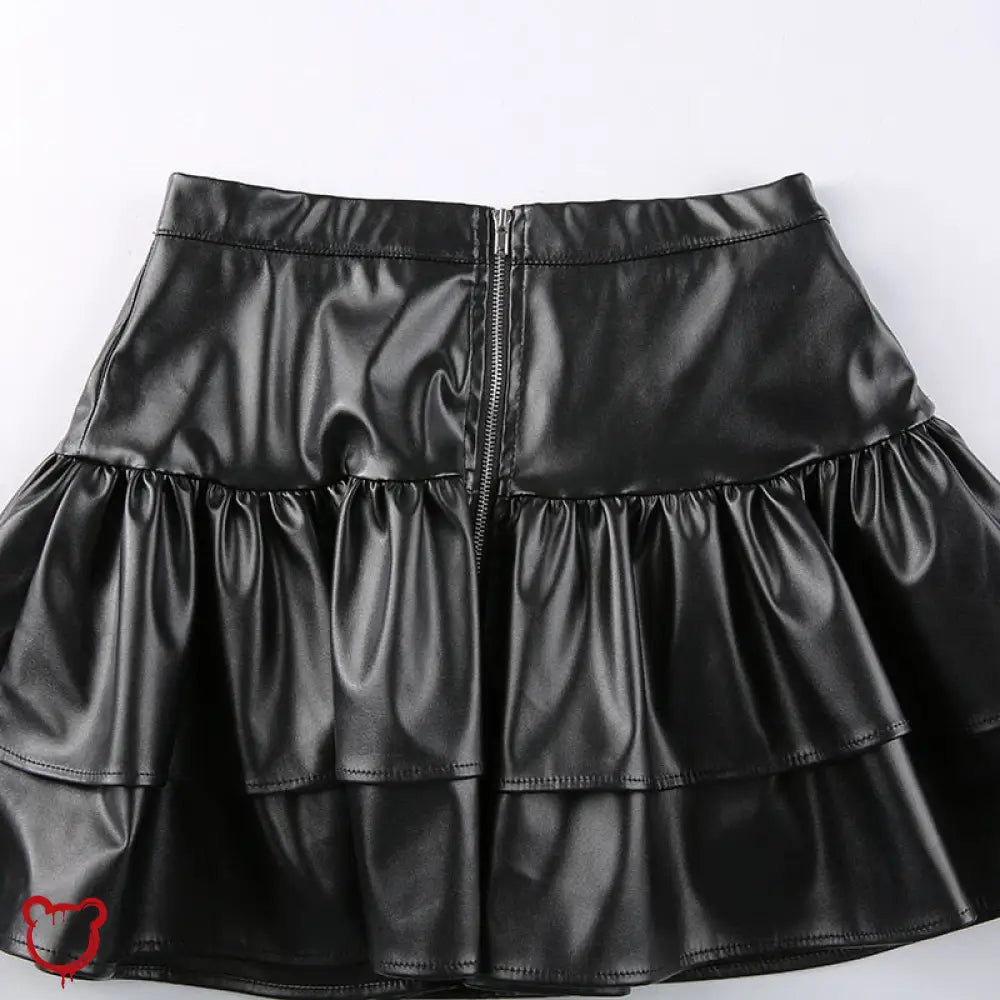 Black Pleated Pu Mini Skirt Clothing