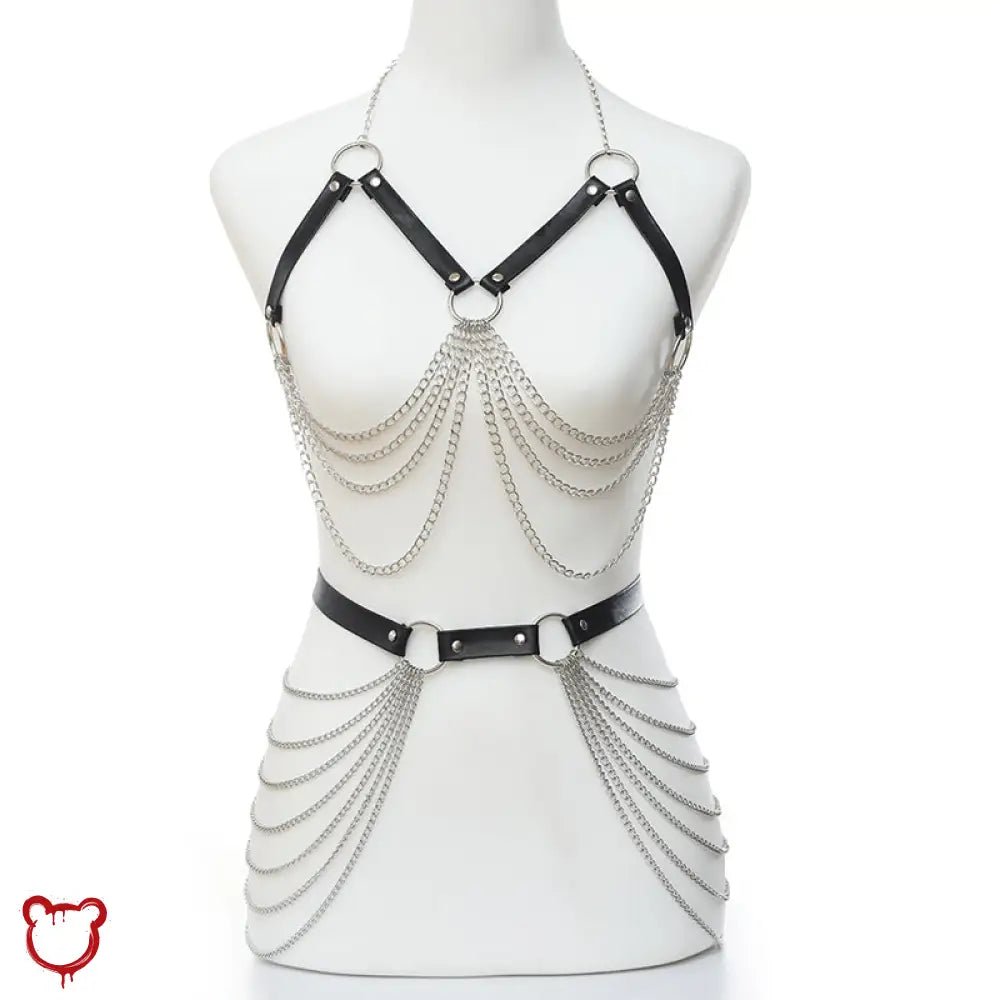 "Black PU Leather Top & Harness" - The Cursed Closet