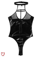 Black Pu Mesh Bodysuit Clothing