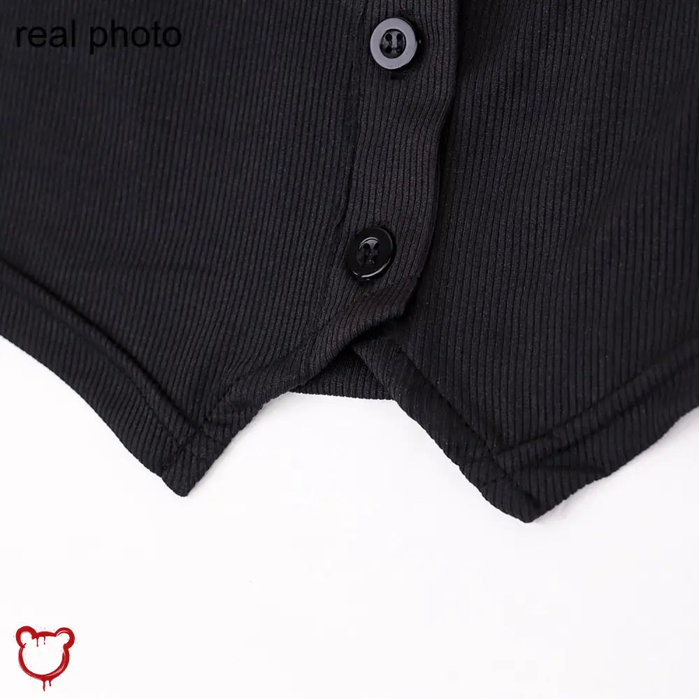 Black Rhinestone Skull Crop Top - The Cursed Closet