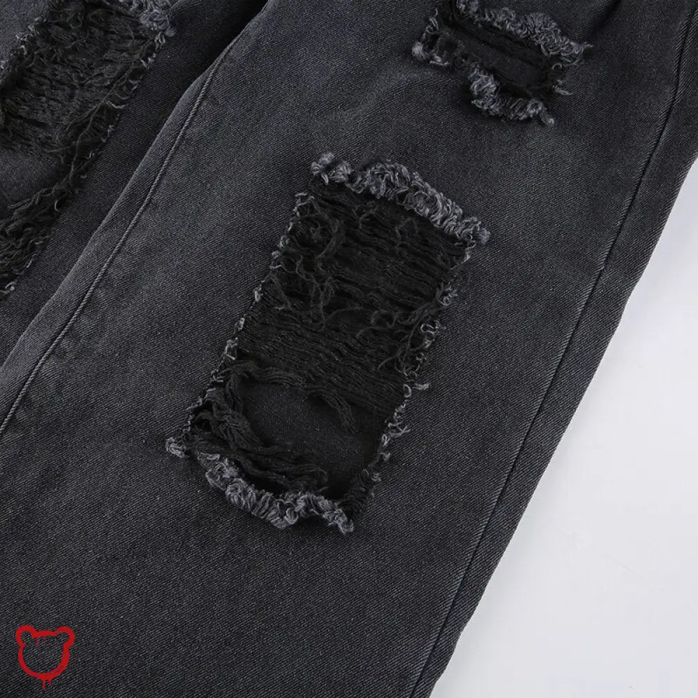 Black Ripped Denim Pants - The Cursed Closet