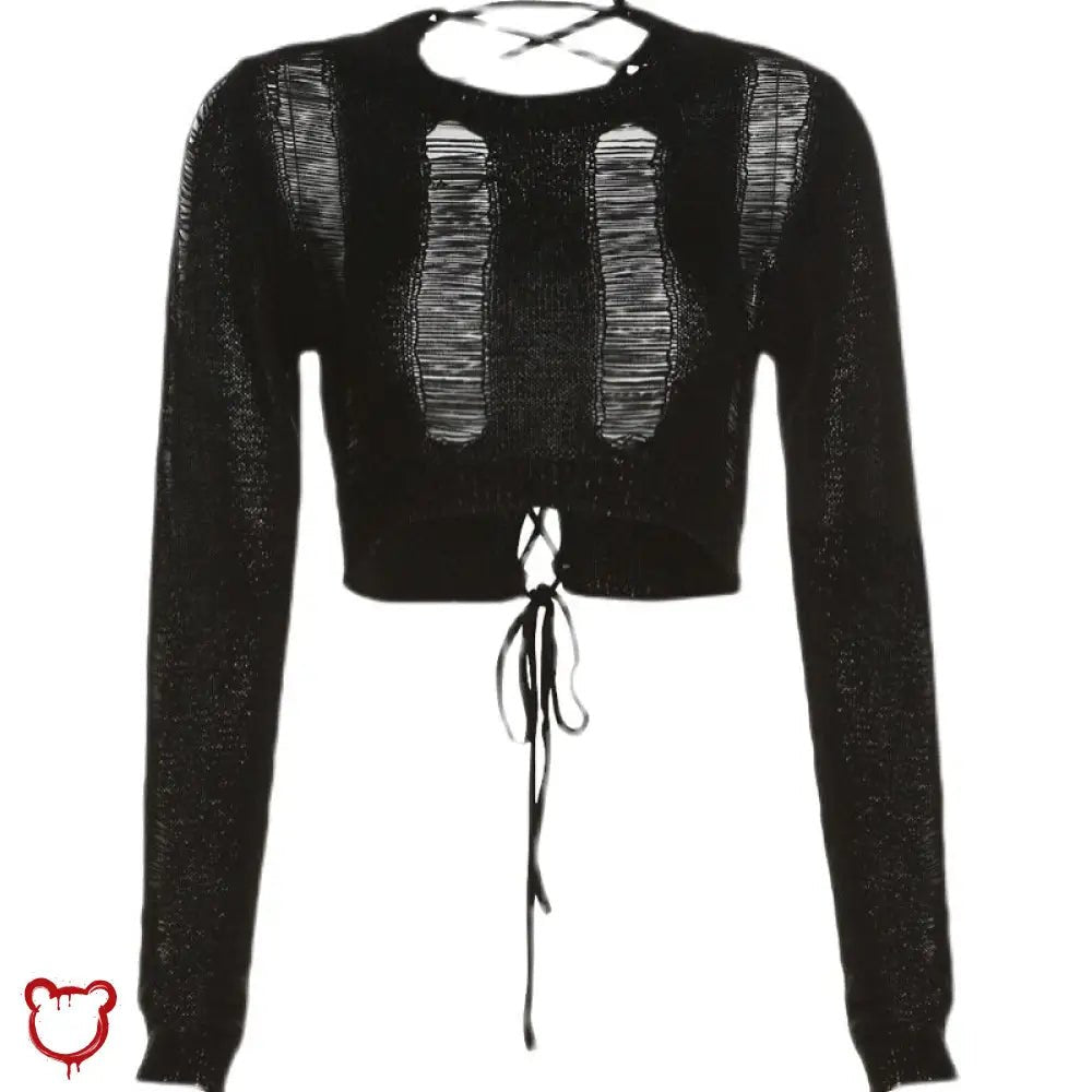 "Black Ripped Knit Sweater - Fairytale" - The Cursed Closet