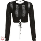 Black Ripped Knit Sweater - Fairytale Clothing