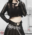 Black Ripped Knit Sweater - Fairytale S Clothing