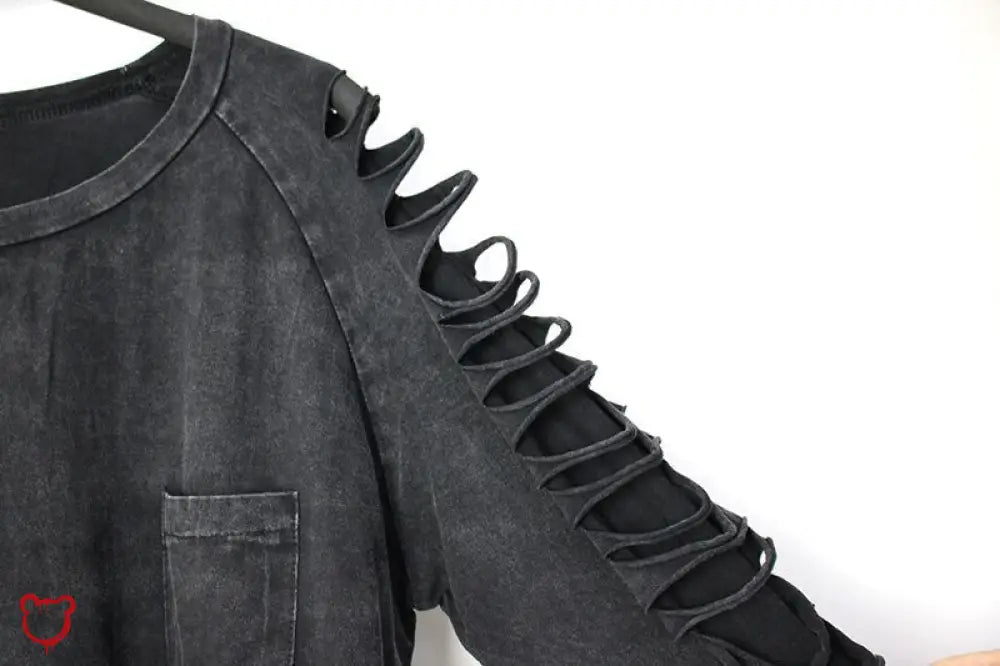 Black Ripped Oversized Alternative Top' - The Cursed Closet