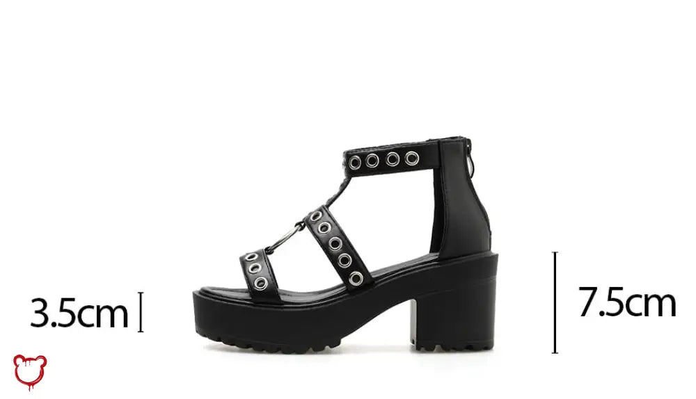 Black Rivet Faux Leather Platform Footwear