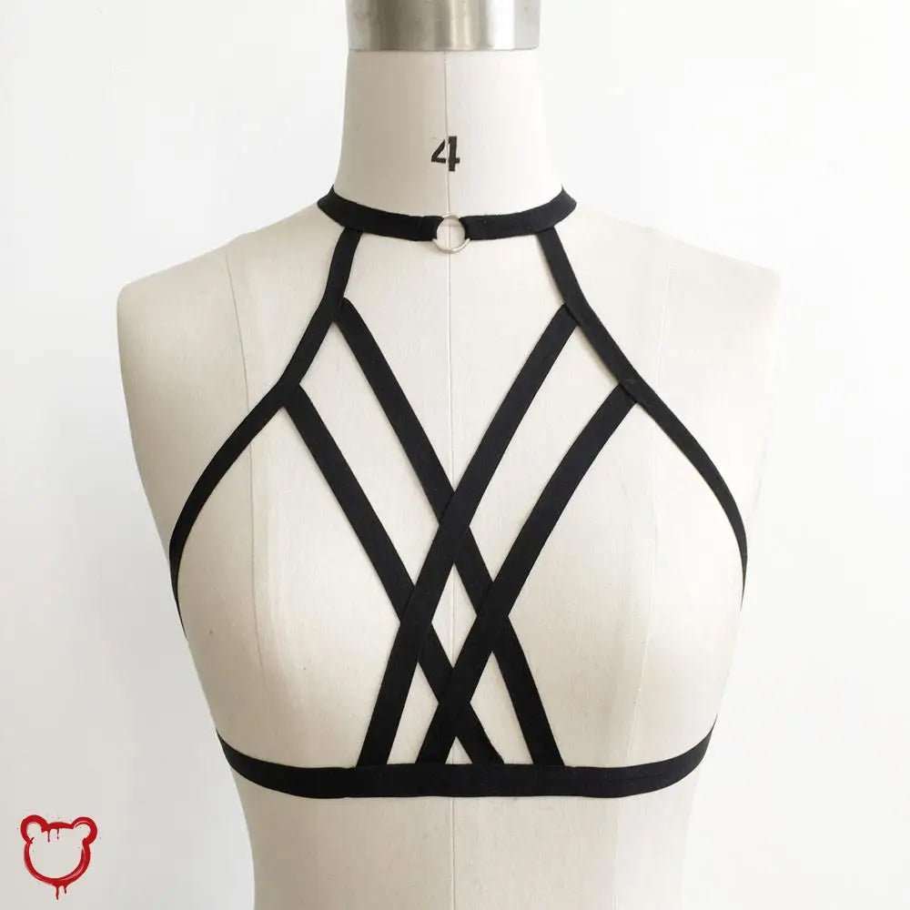 Black Sexy Goth Harness Cage Bra - The Cursed Closet