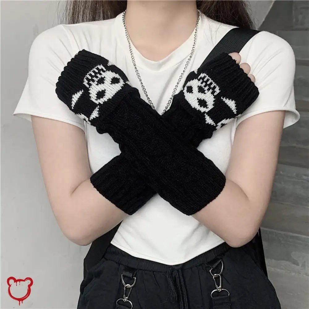 Black Skull Arm Warmers - The Cursed Closet