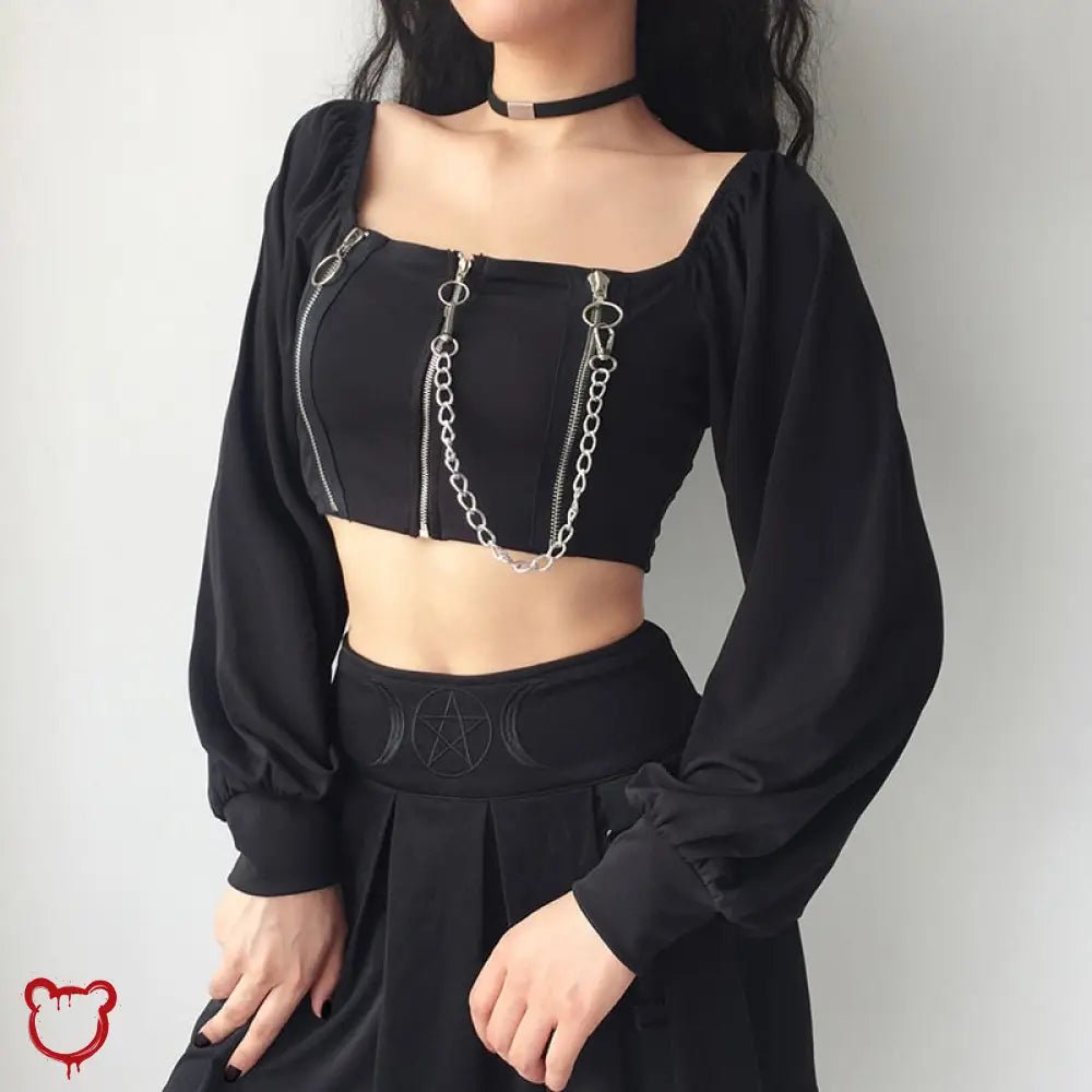 Black Sleeveless Chain Top - The Cursed Closet