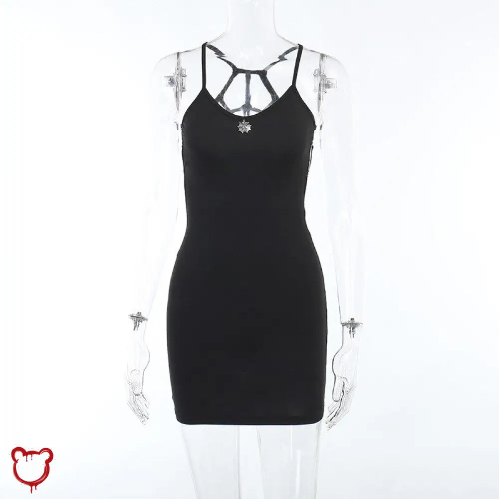 Black Spider Web Bodycon Dress Clothing