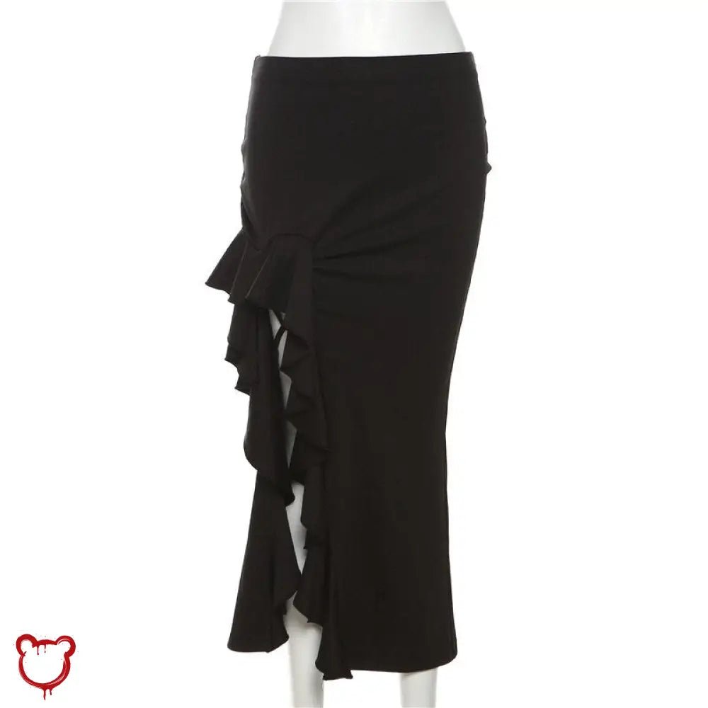 Black Split Ruffle Skirt - The Cursed Closet