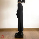 Black Split Ruffle Skirt Clothing