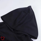 Black Strapped Hooded Top Clothing