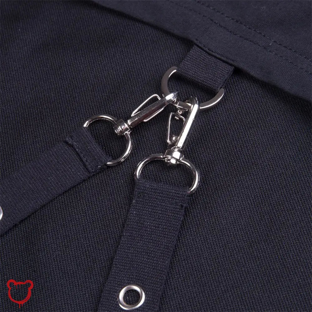 Black Strapped Hooded Top - The Cursed Closet