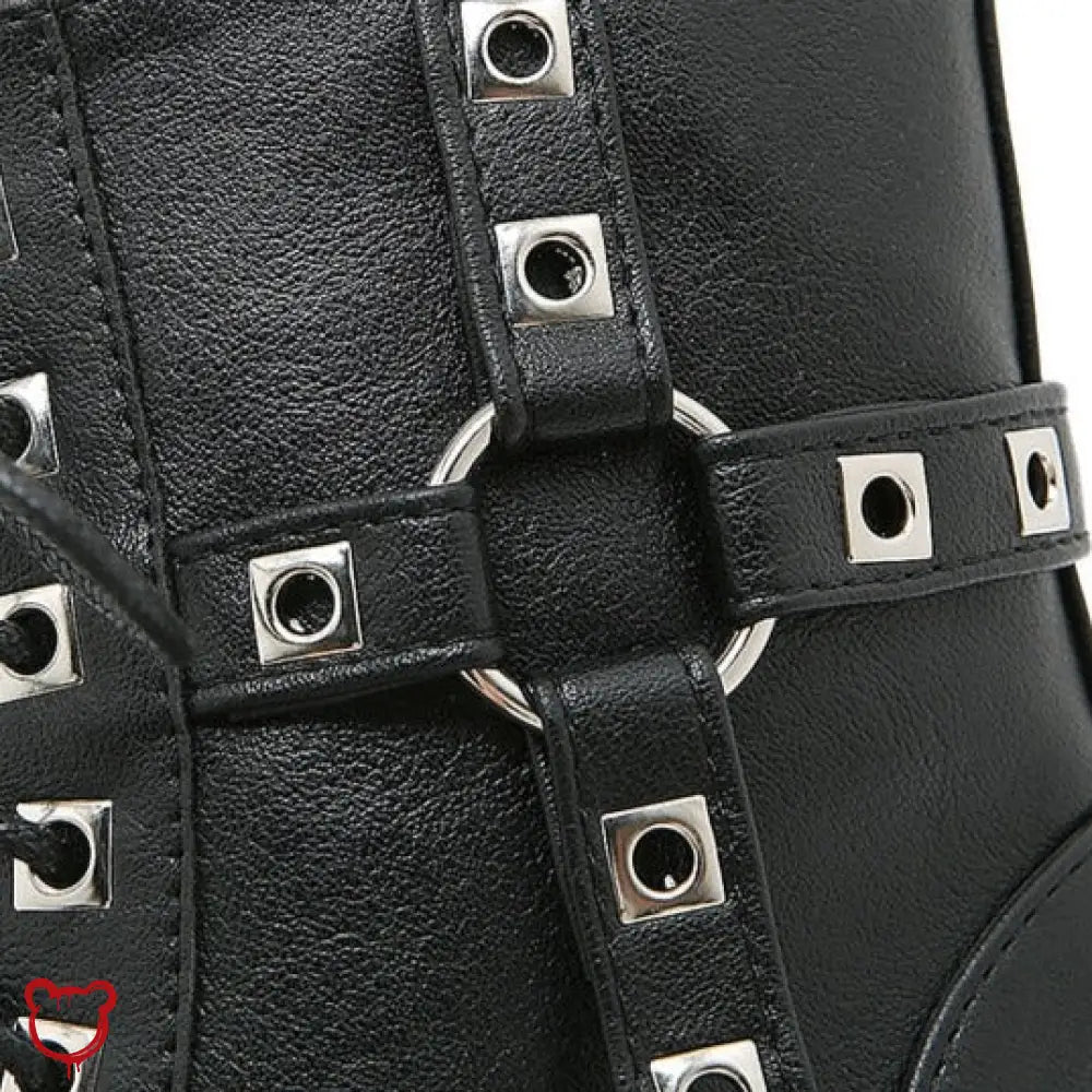 Black Studded Goth Boots Footwear