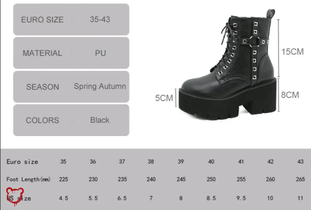 Black Studded Goth Boots Footwear