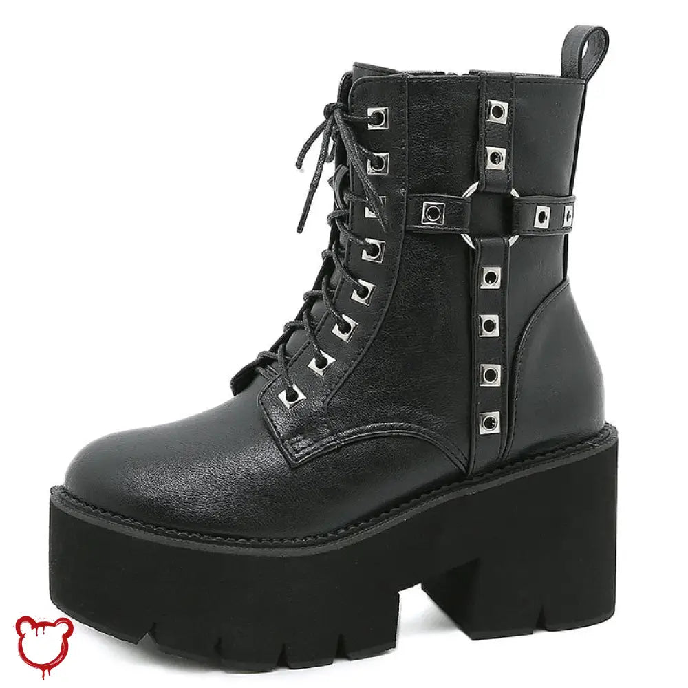 Black Studded Goth Boots Black Shoes / 35 Footwear