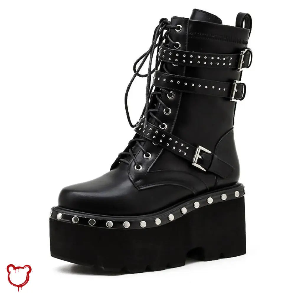 Black Studded Goth Boots Black Shoes / 4.5 China Footwear
