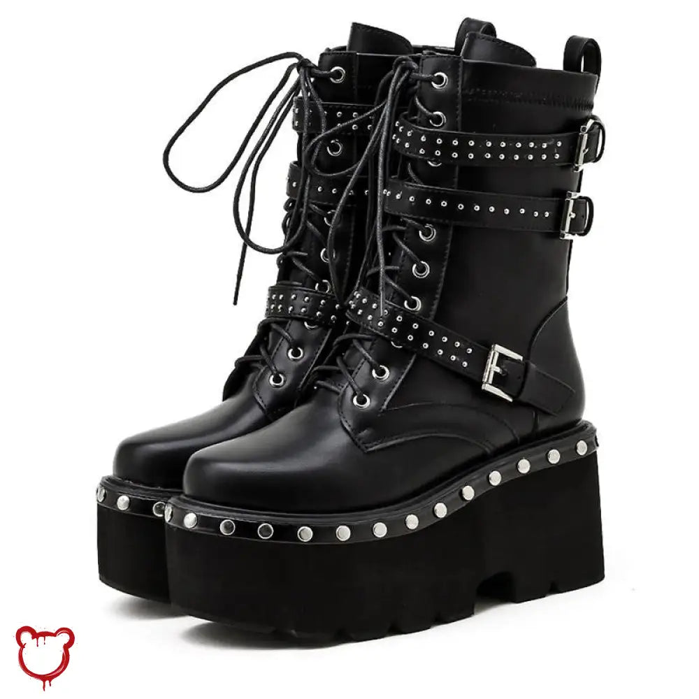 Black Studded Goth Boots - The Cursed Closet