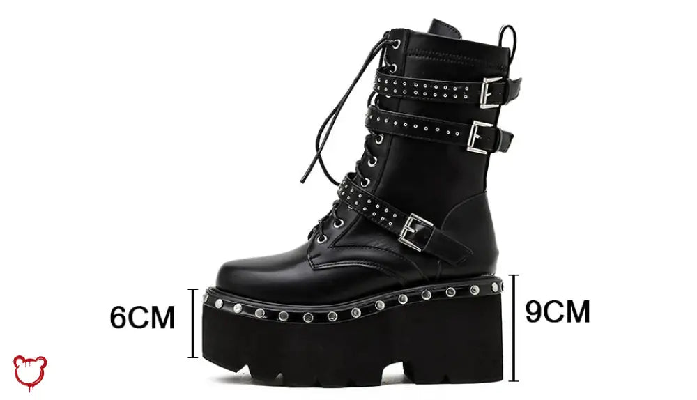 Black Studded Goth Boots Black Shoes / 6.5 China Footwear
