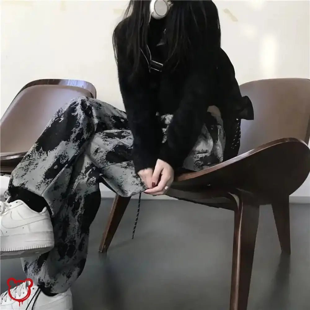 Black Tie Dye Grunge Pants - The Cursed Closet