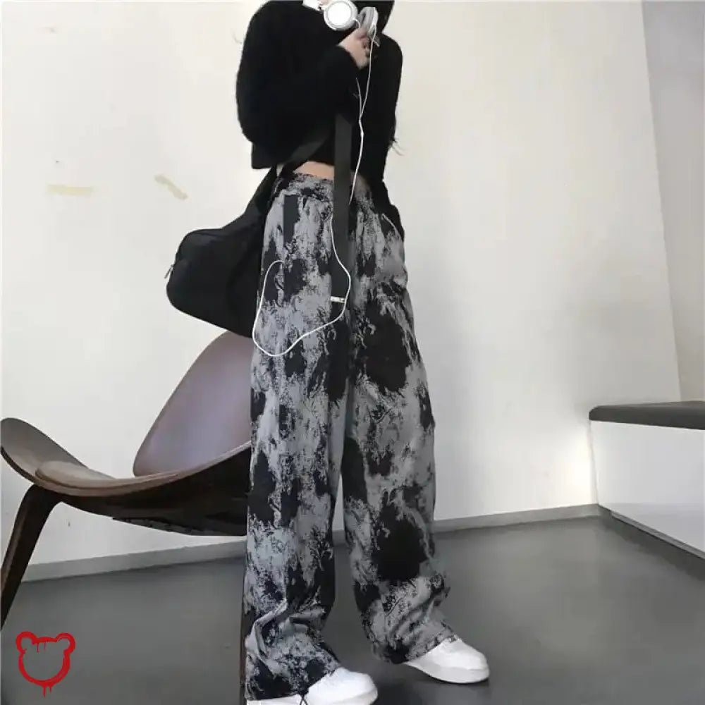 Black Tie Dye Grunge Pants - The Cursed Closet