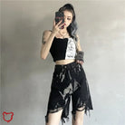 Black Tie Dye High Waist Shorts. Clothing