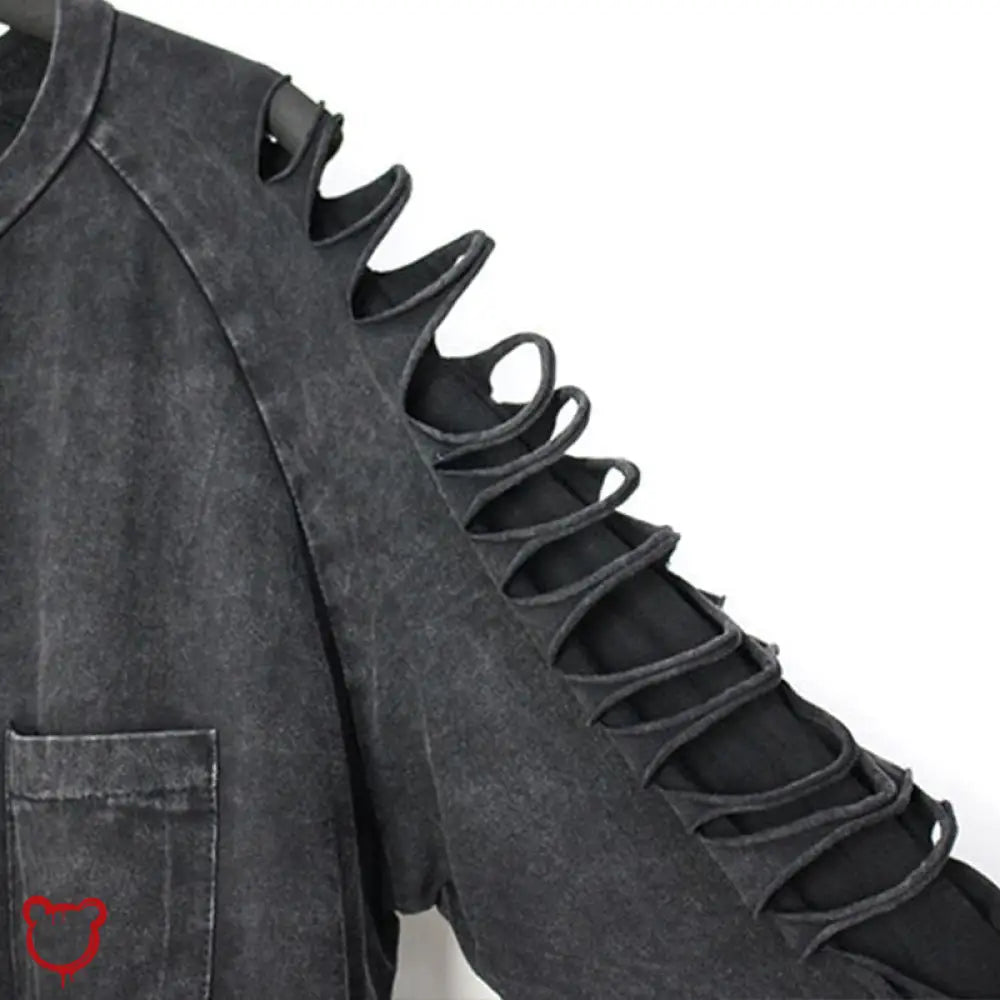 Black Torn Grunge Long Sleeve Top - The Cursed Closet