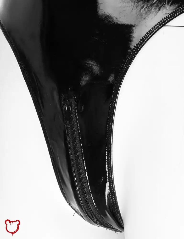 Black/Red Chain Choker Leather Bodysuit - The Cursed Closet