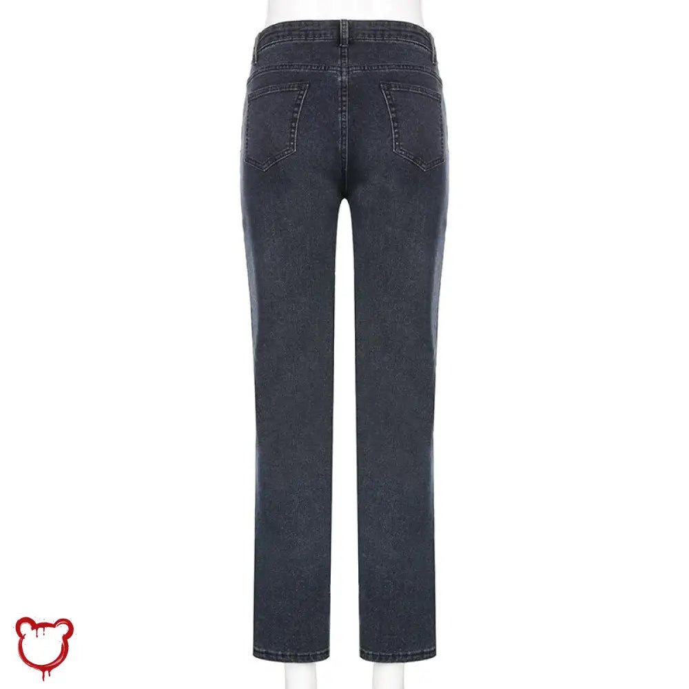 Blue lace - up denim alternative jeans - The Cursed Closet