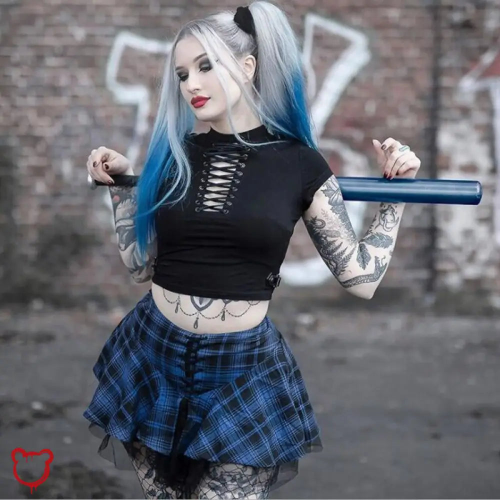 Blue Plaid Skirt Blue / M Clothing