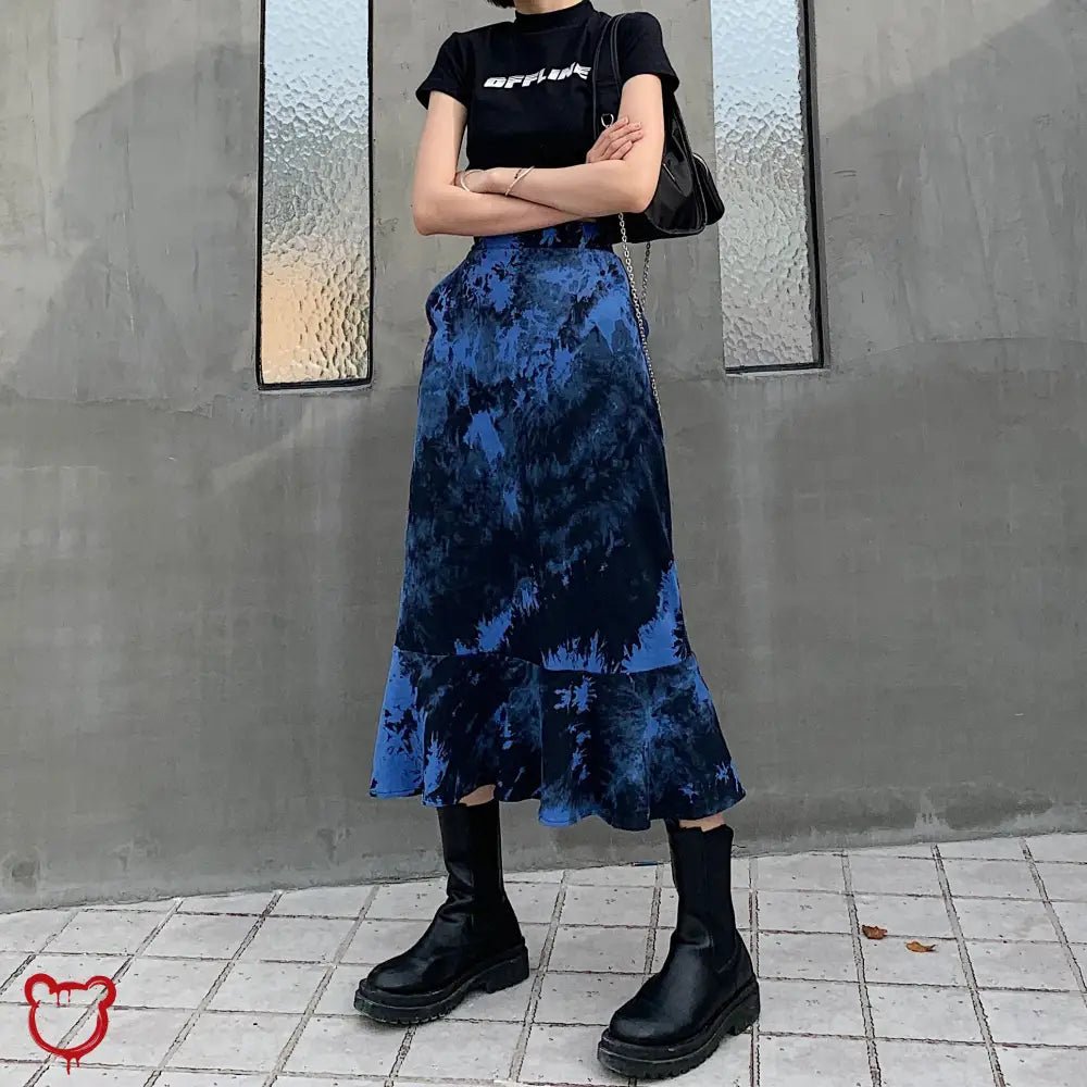 Blue Tie Dye Skirt - The Cursed Closet
