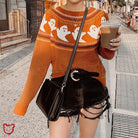 Caspers Orange Ghost Sweater Clothing