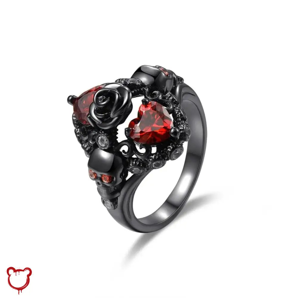 Charms Dark Skull Ring 6 / Black Color Accessories