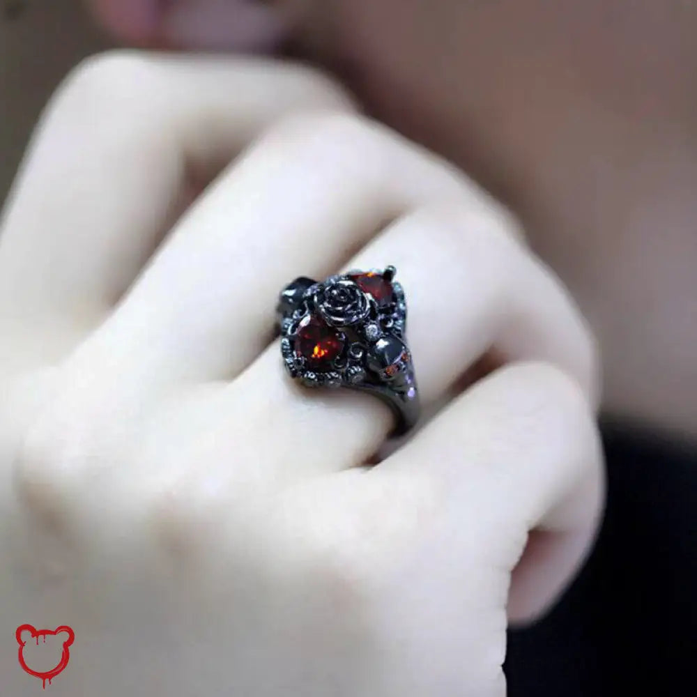 Charms Dark Skull Ring 7 / Black Color Accessories