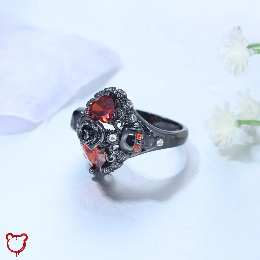Charms Dark Skull Ring 8 / Black Color Accessories