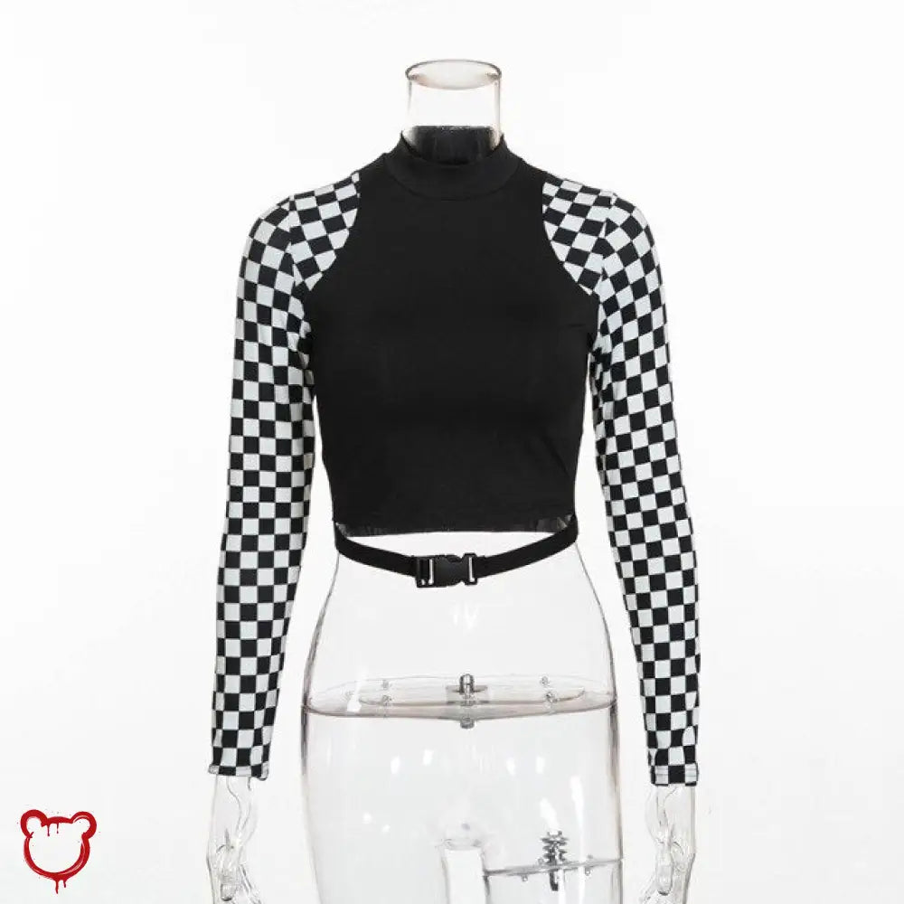 The Cursed Closet 'Fear Factor' Black and white check top at $24.99 USD