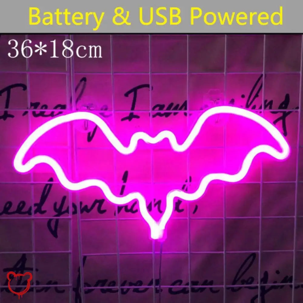 The Cursed Closet Colourful bat hanging neon light in 4 colours at $21.99 USD