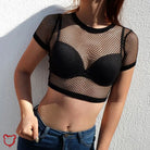 Courtneys Gothic Fishnet Top Black / L Clothing