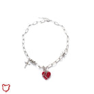 Cross Necklace: Red Heart Design Accessories