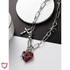 Cross Necklace: Red Heart Design Accessories