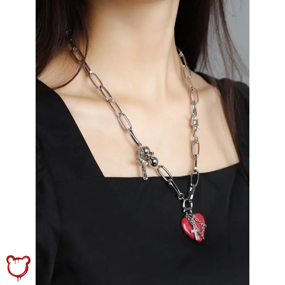 "Cross Necklace: Red Heart Design" - The Cursed Closet