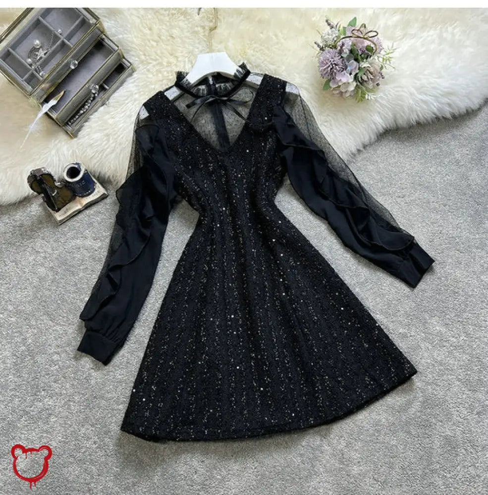 Cyclone Gothic Bow Dress. Black / M Clothing